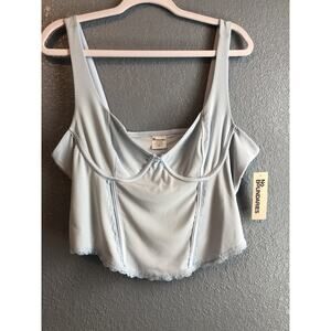 No Boundaries Womens‎ Top XL Light Blue Bustier Lacey Sleeveless Cropped Shirt